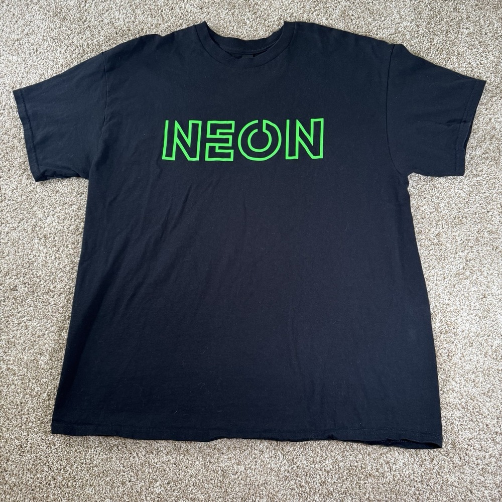NEON Size XL Mens Crew Neck‎ Cotton Black Short Sleeve Graphic T Shirt